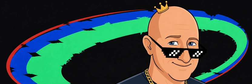 Illustrated Brother Eli wearing pixel sunglasses and a small crown